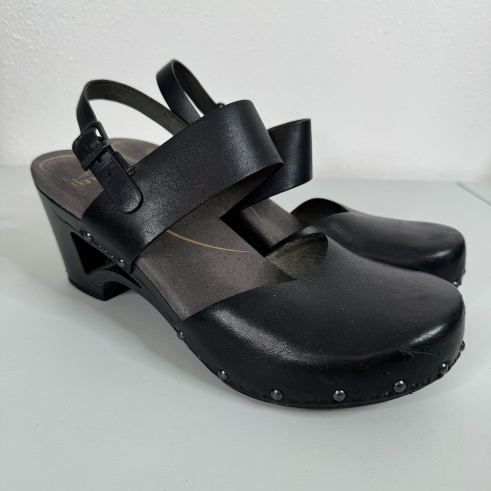 Dansko Thea Black Cut Out Heel Clog Sandals‎ Size 42